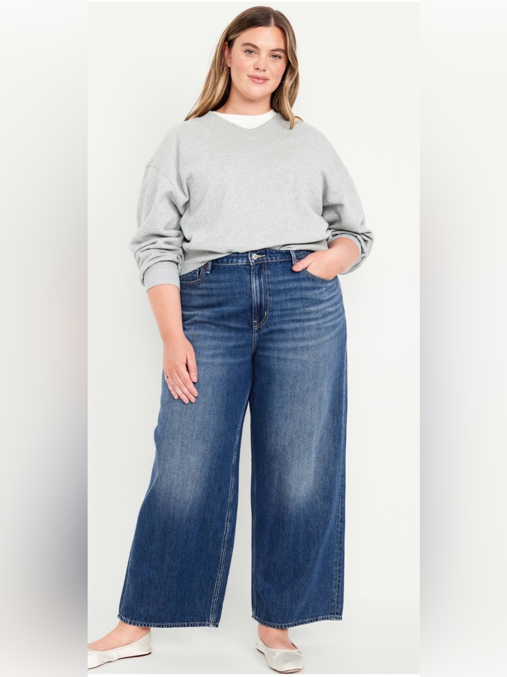 NWT Old Navy Blue High-Rise Baggy Wide Leg Jeans size 14 petite